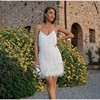 Sexy Tassel Sequins Feather Summer Mini Dress Women V Neck Spaghetti Strap Stitching Dresses Female Elegant Evening Party Club Dress luxe middelen