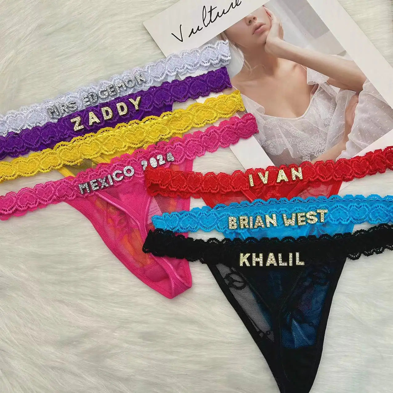 Custom Thong Panties with Name DIY Rhinestone Letter Thongs Sexy Customized Underwear G-String Personalized Bikini Jewelry Gift - luxe middelen