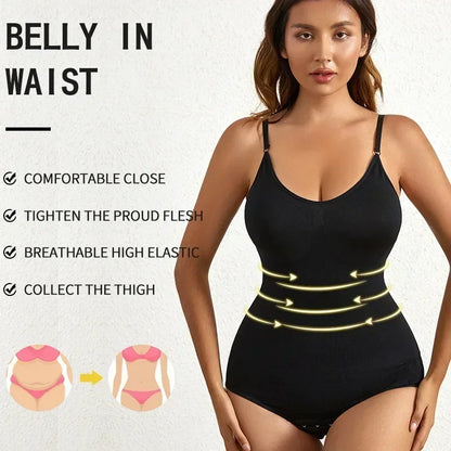 1 Piece Solid Seamless Brief Shaping Shapewear Bodysuit, Tummy Control Butt Lifting Slimmer Body Shaper, Women's Underwear - luxe middelen