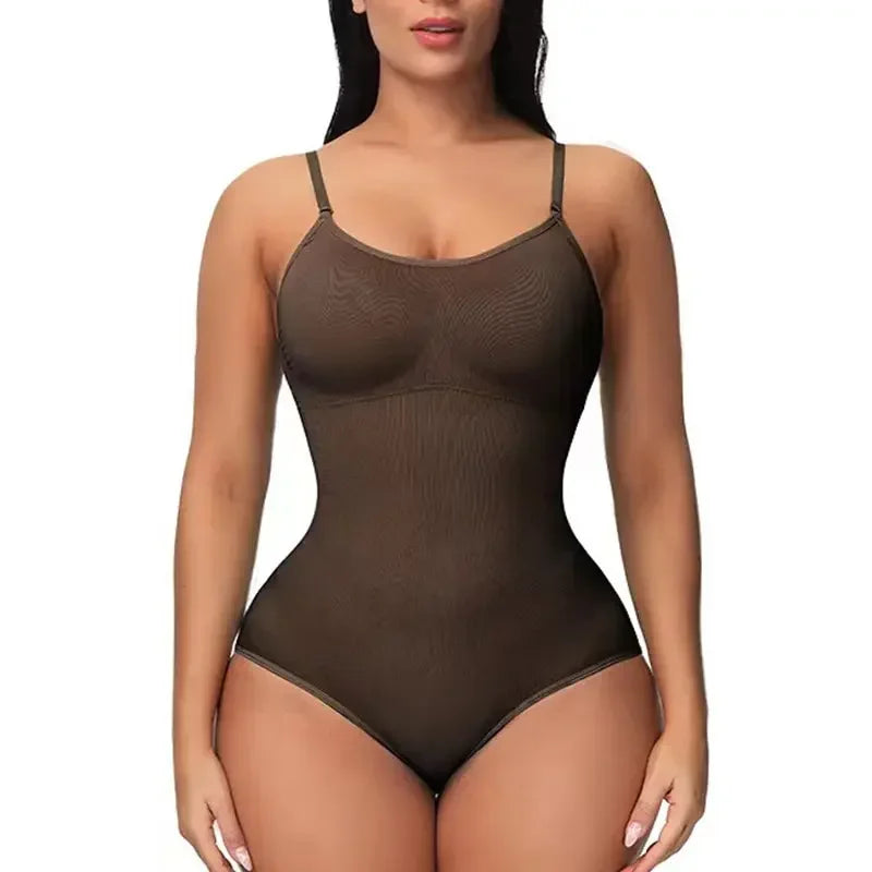 1 Piece Solid Seamless Brief Shaping Shapewear Bodysuit, Tummy Control Butt Lifting Slimmer Body Shaper, Women's Underwear - luxe middelen