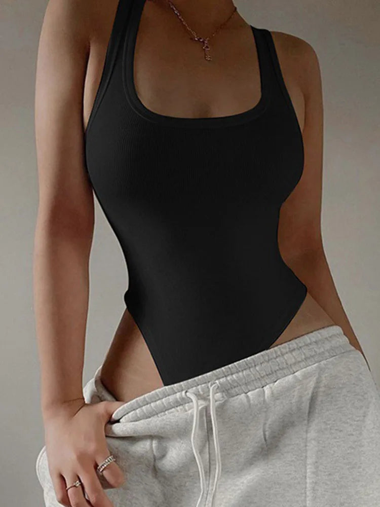 Sleeveless Knit Bodysuit Hot Summer Sexy Bodycon Off Shoulder Halter Tops Casual Street Bodice For Women ClubWear - luxe middelen