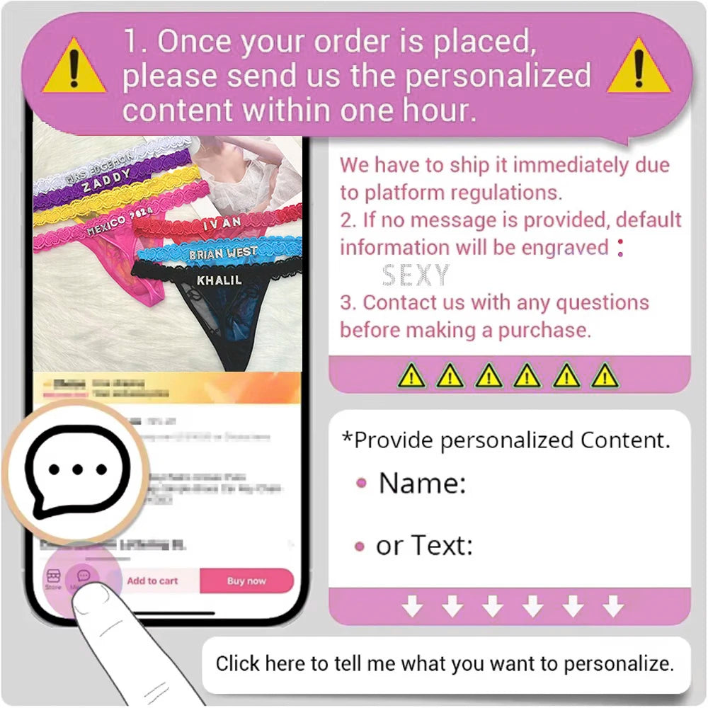 Custom Thong Panties with Name DIY Rhinestone Letter Thongs Sexy Customized Underwear G-String Personalized Bikini Jewelry Gift - luxe middelen