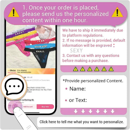 Custom Thong Panties with Name DIY Rhinestone Letter Thongs Sexy Customized Underwear G-String Personalized Bikini Jewelry Gift - luxe middelen