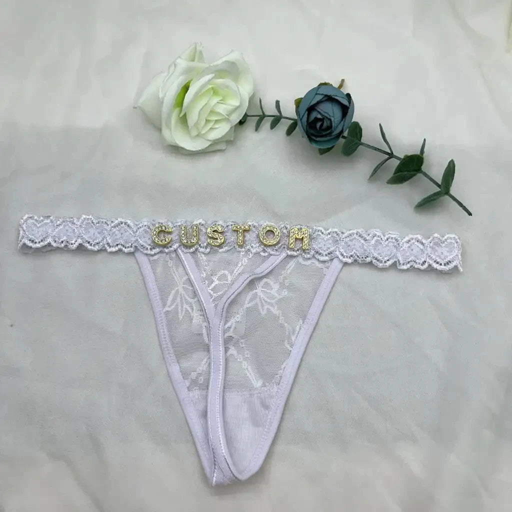 Custom Thong Panties with Name DIY Rhinestone Letter Thongs Sexy Customized Underwear G-String Personalized Bikini Jewelry Gift - luxe middelen
