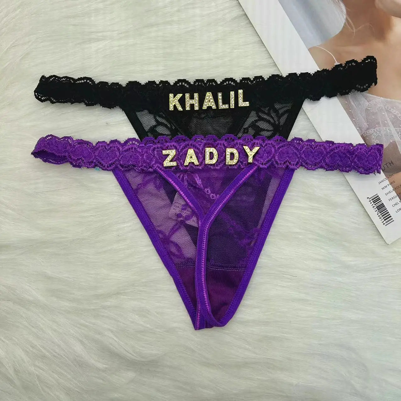 Custom Thong Panties with Name DIY Rhinestone Letter Thongs Sexy Customized Underwear G-String Personalized Bikini Jewelry Gift - luxe middelen