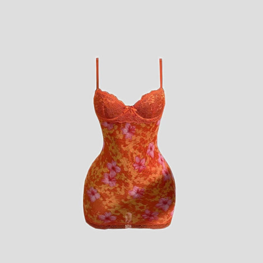 Women's Sexy Lace Cinched Waist Vintage Dress luxe middelen